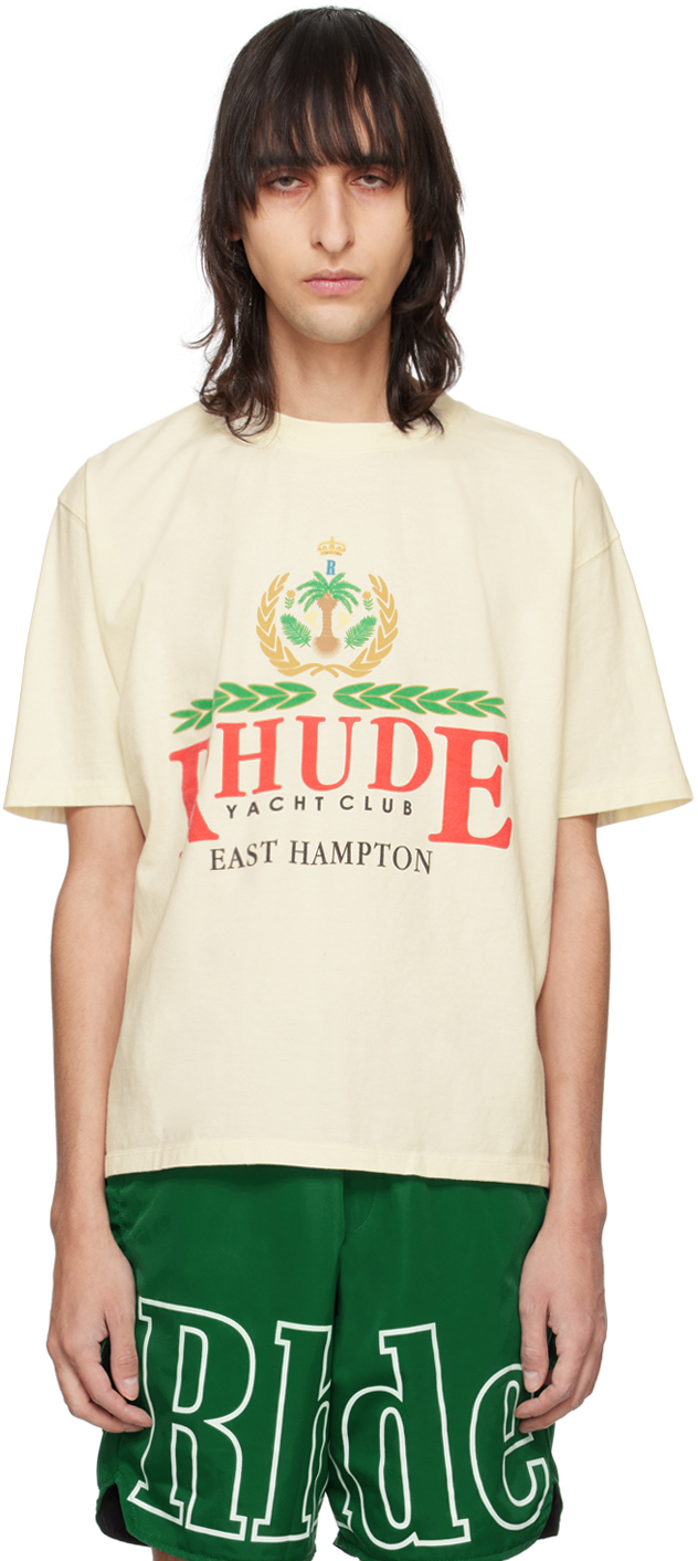 Rhude Off-white 'east Hampton' Crest T-shirt In Vtg White