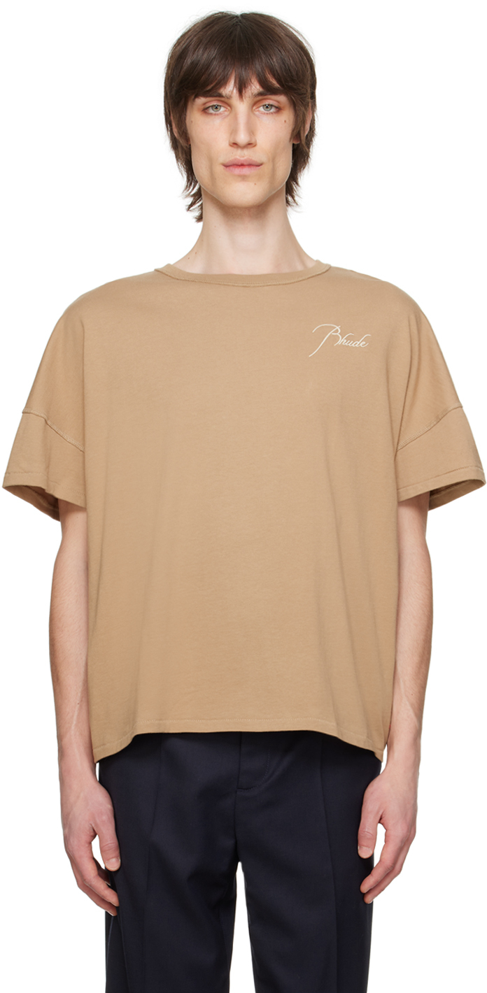 【関税込み】Rhude ベージュ Reverse Tシャツ Rhude: Beige Reverse T-Shirt | SSENSE