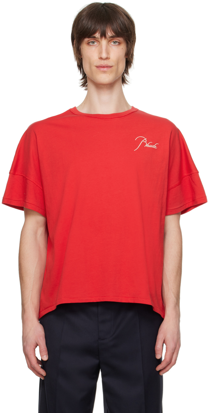 Shop Rhude Red Reverse T-shirt In Vtg Red