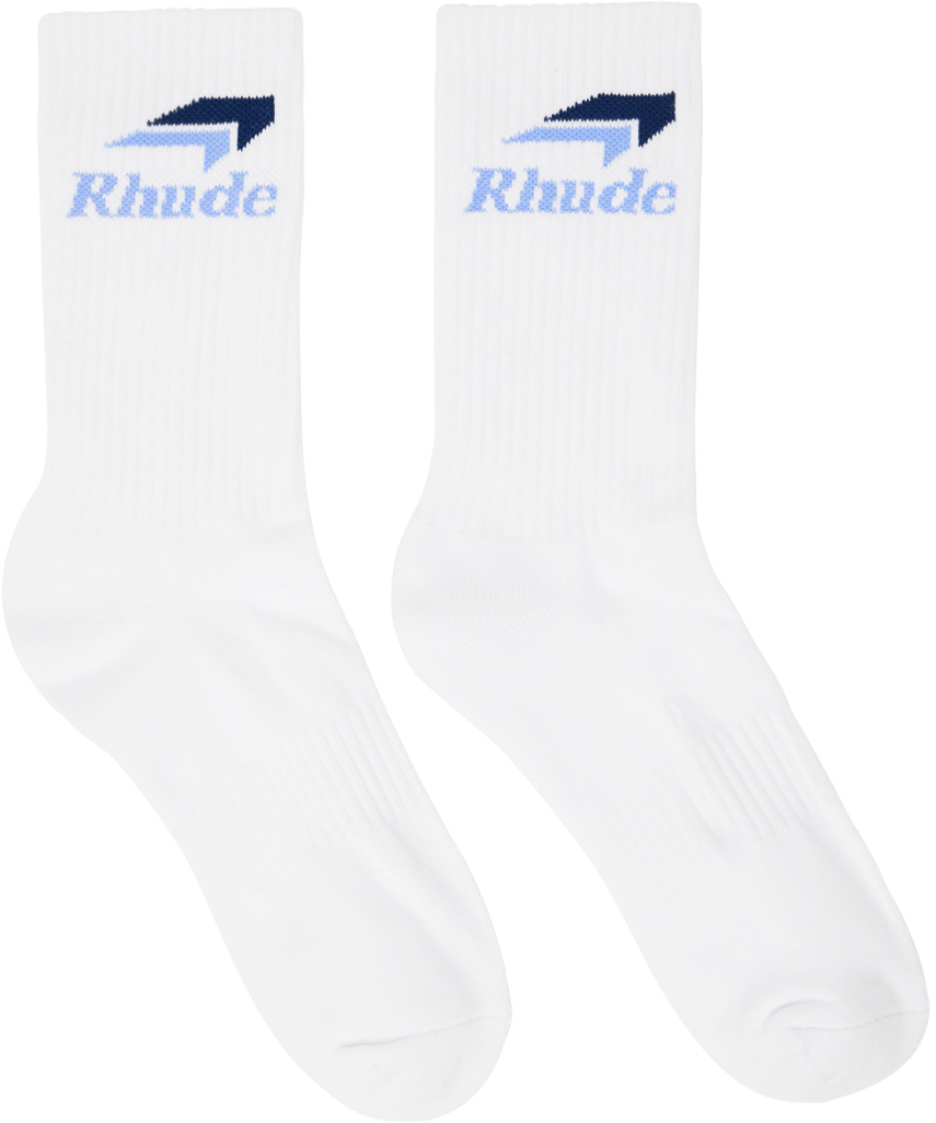 Rhude White Speedmark Socks