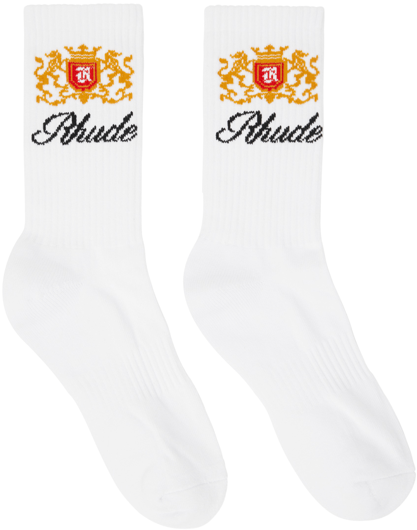 Rhude White Crest Socks