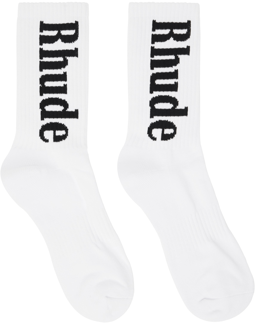 Rhude White RH Vertical Socks