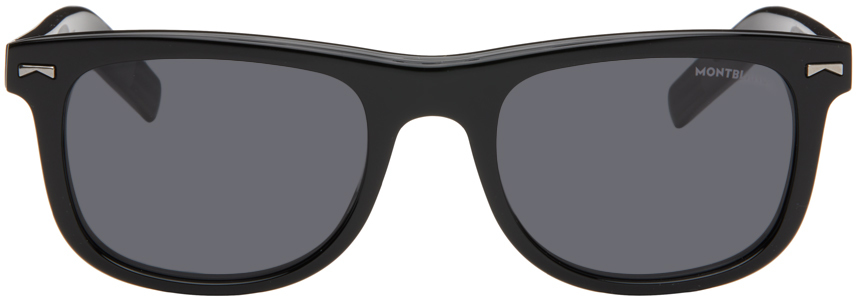 Montblanc Rectangular Sunglasses With Black Coloured Acetate Frame