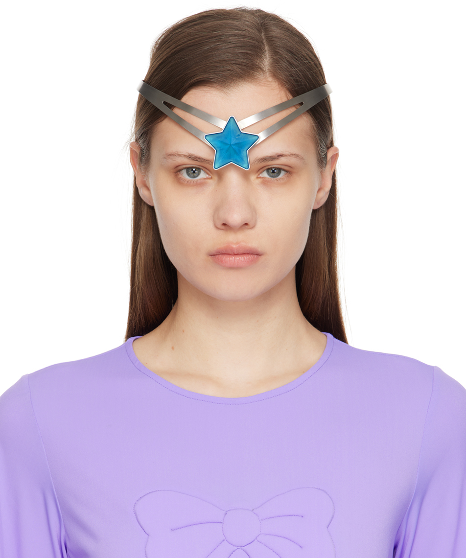 Silver & Blue Star Headband
