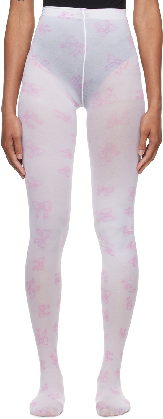 Pink Bow Tights by Ashley Williams on Sale