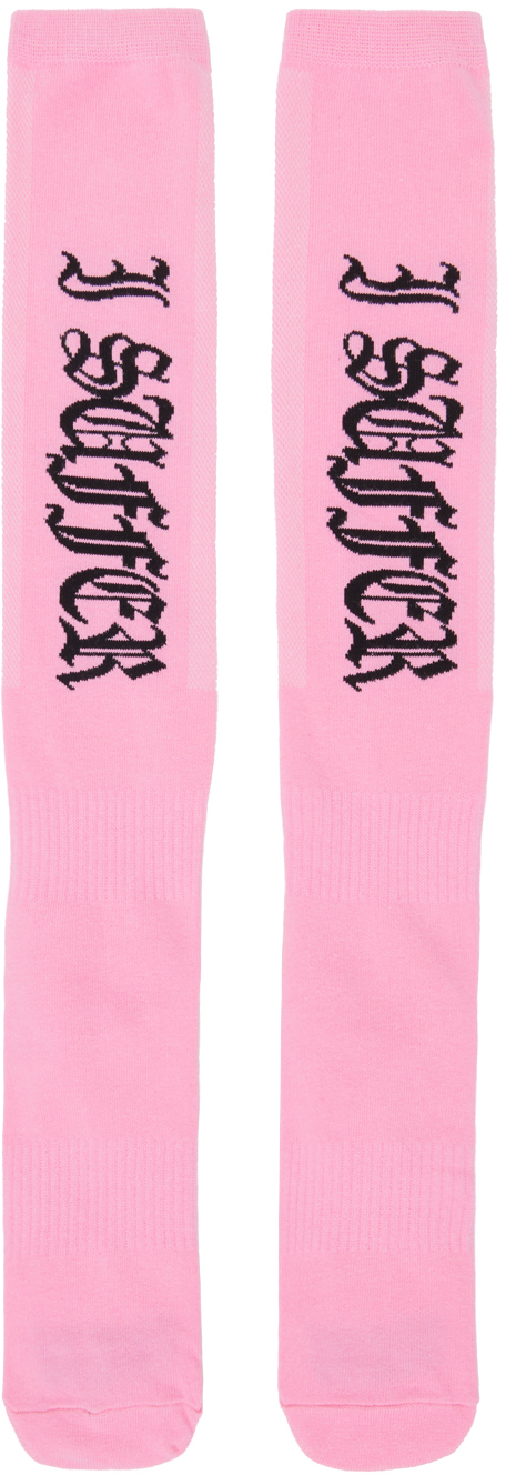 Shop Ashley Williams Pink 'suffer' Socks