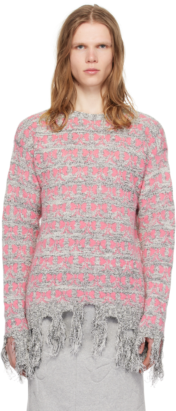 Shop Ashley Williams Gray & Pink Reaper Sweater In Melange & Pink