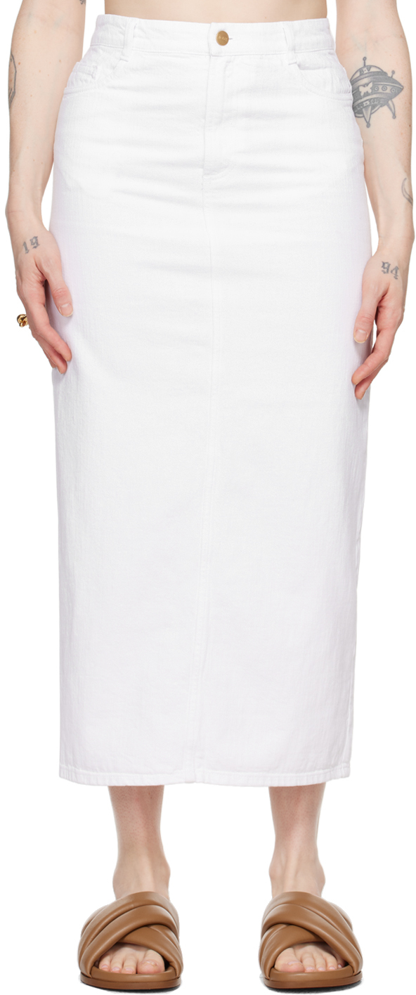 White Sera Denim Midi Skirt