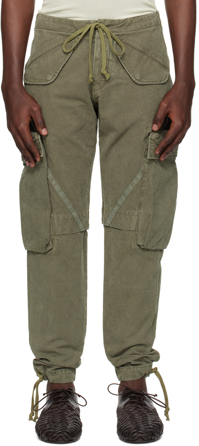 Greg Lauren Khaki 34 Gl Cargo Trousers In Army
