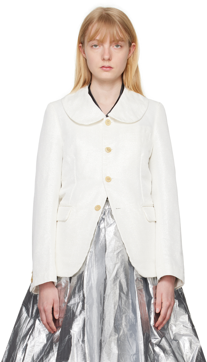 Shop Black Comme Des Garçons White Pocket Blazer In 1 White