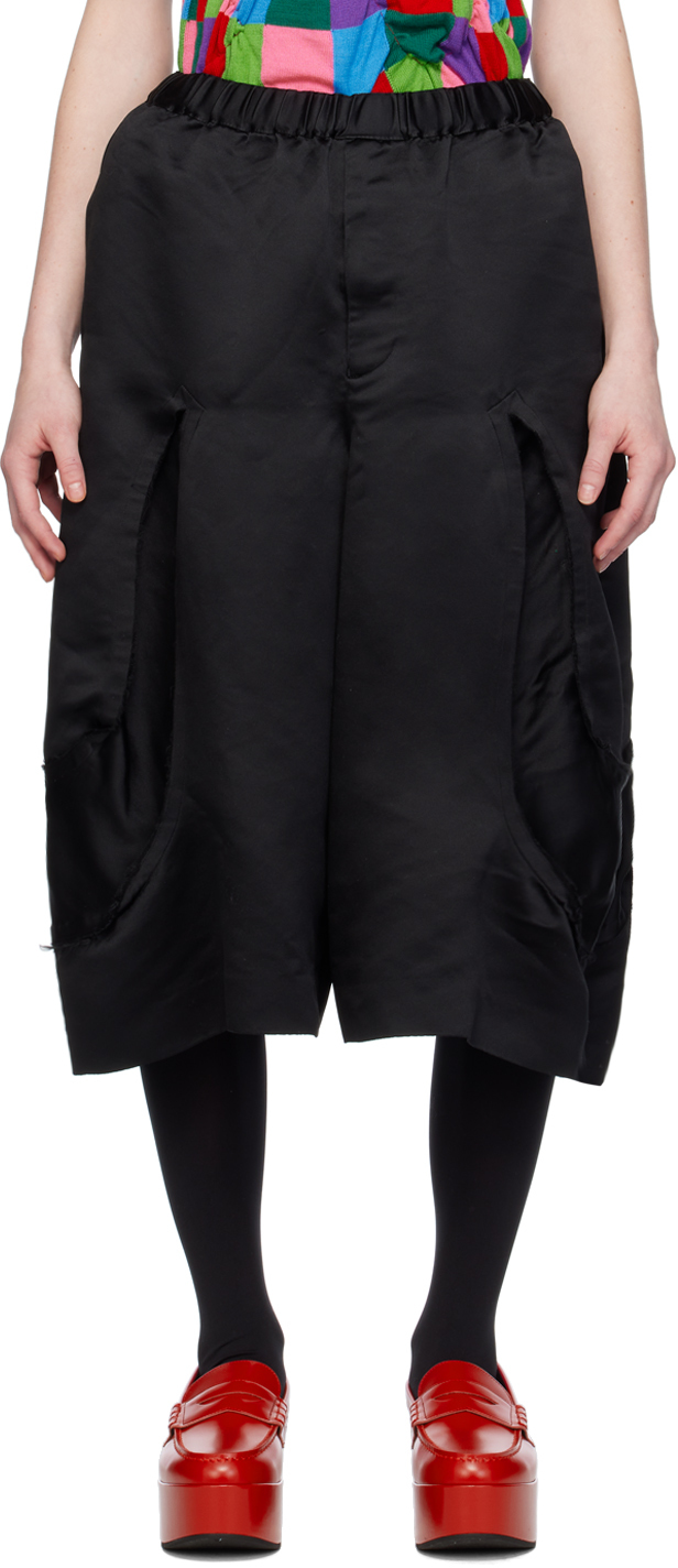 Shop Black Comme Des Garçons Black Wide-leg Shorts In 1 Black