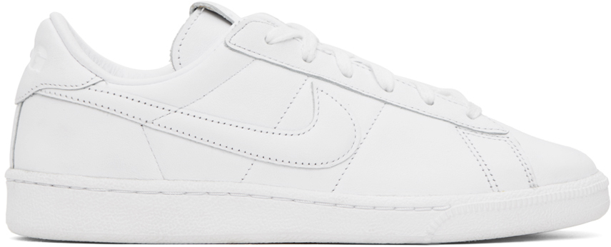 Shop Black Comme Des Garçons White Nike Edition Tennis Classic Sneakers In 2 White