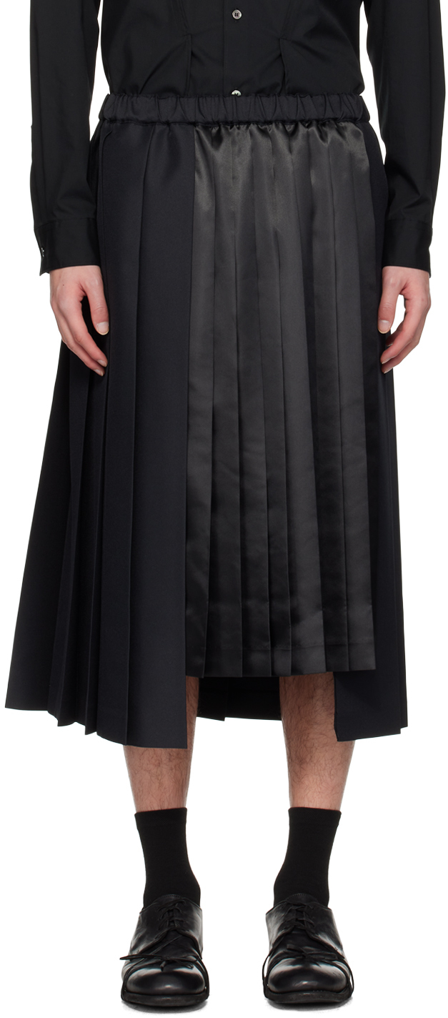 Shop Black Comme Des Garçons Black Pleated Midi Skirt