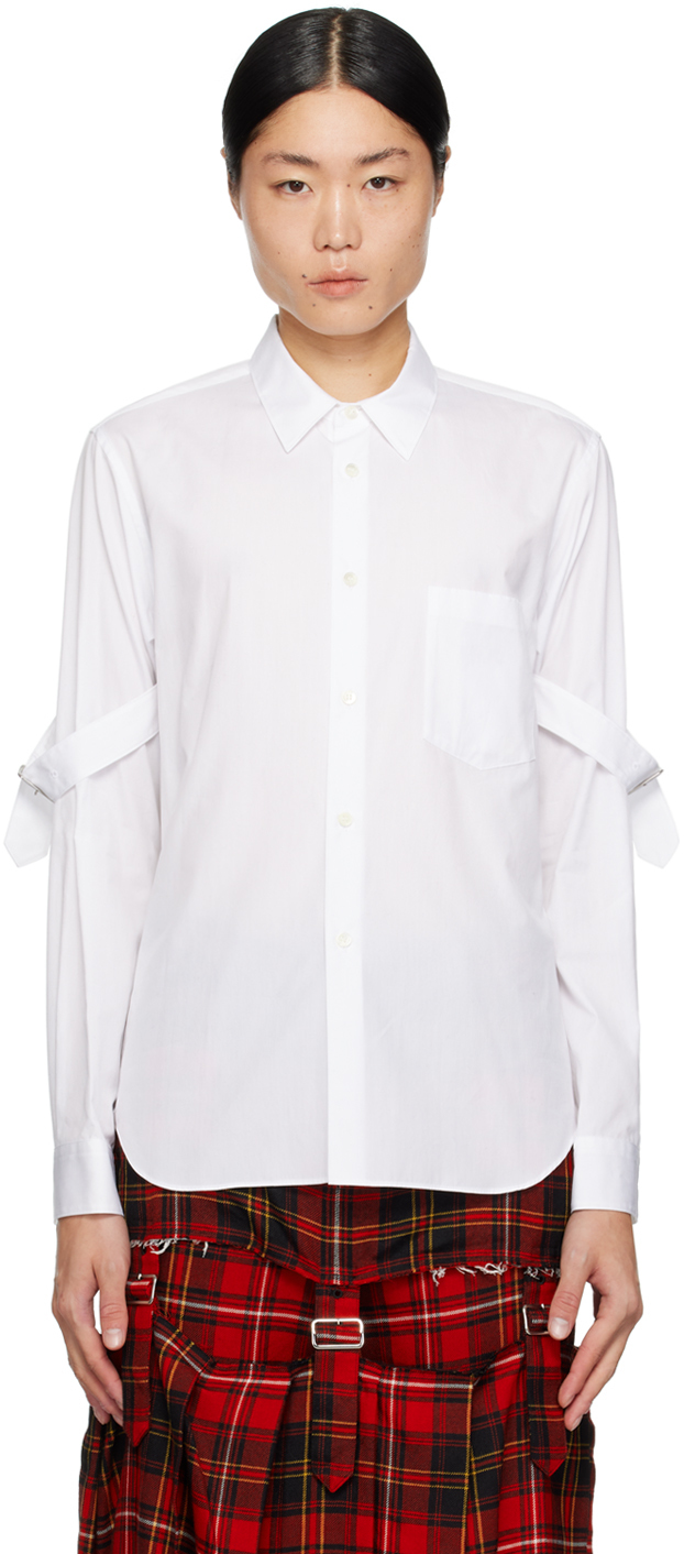 Black Comme des Garçons: White Pin-Buckle Shirt | SSENSE UK