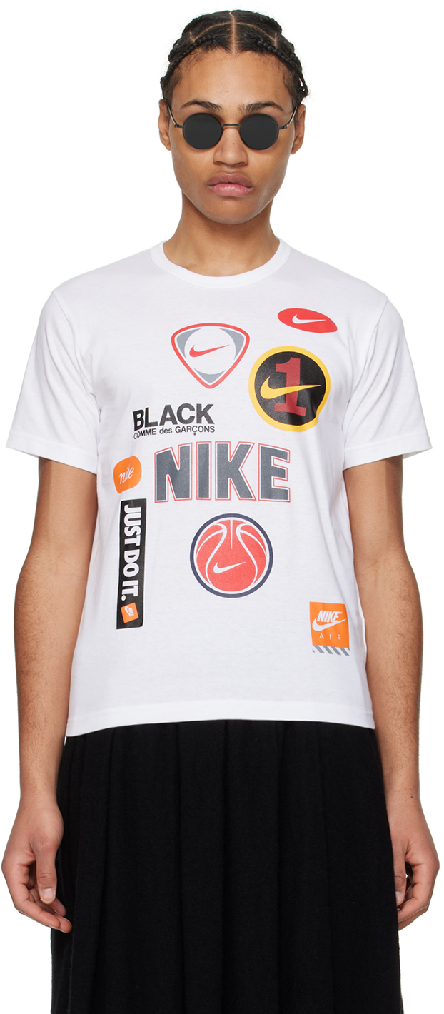 Shop Black Comme Des Garçons White Nike Edition T-shirt