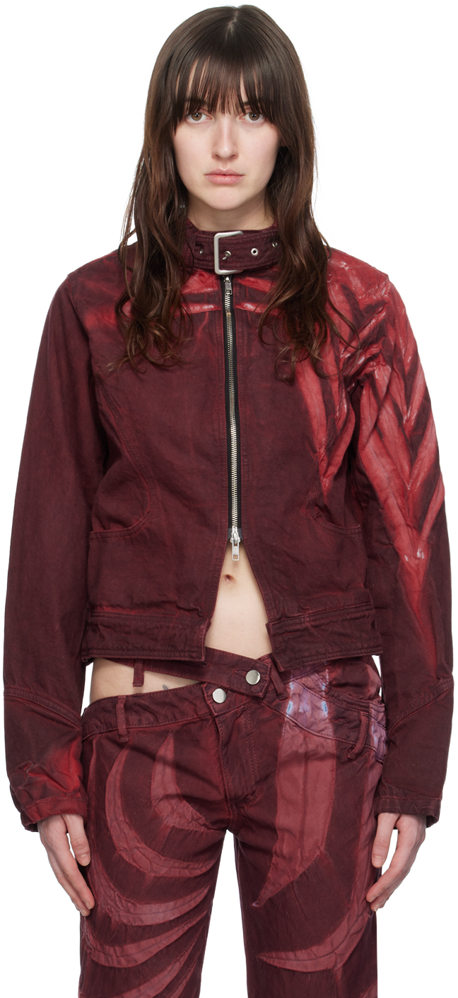 Shop Masha Popova Ssense Exclusive Red Denim Jacket In Fiery Red