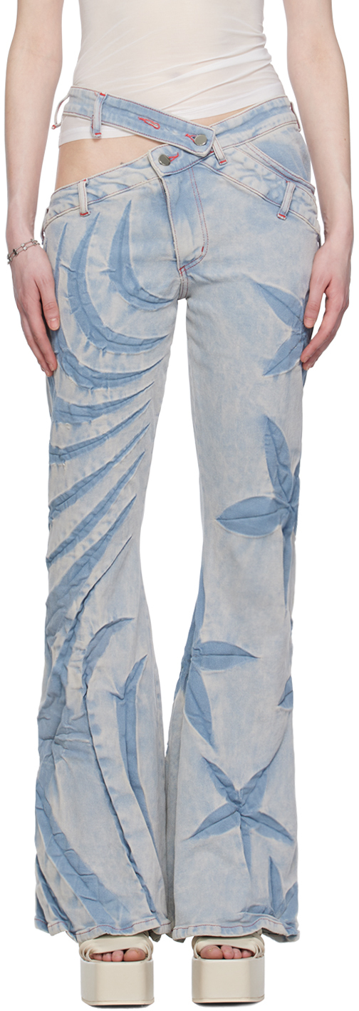 Shop Masha Popova Blue Cutout Jeans In Ghostly Blue