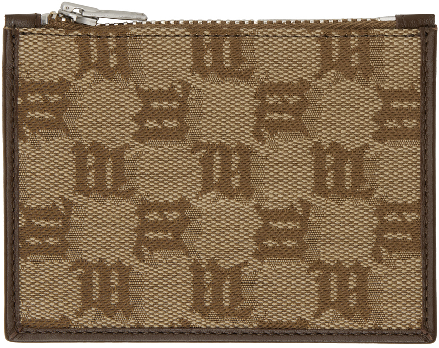 MISBHV: Brown Jacquard Monogram Card Holder | SSENSE