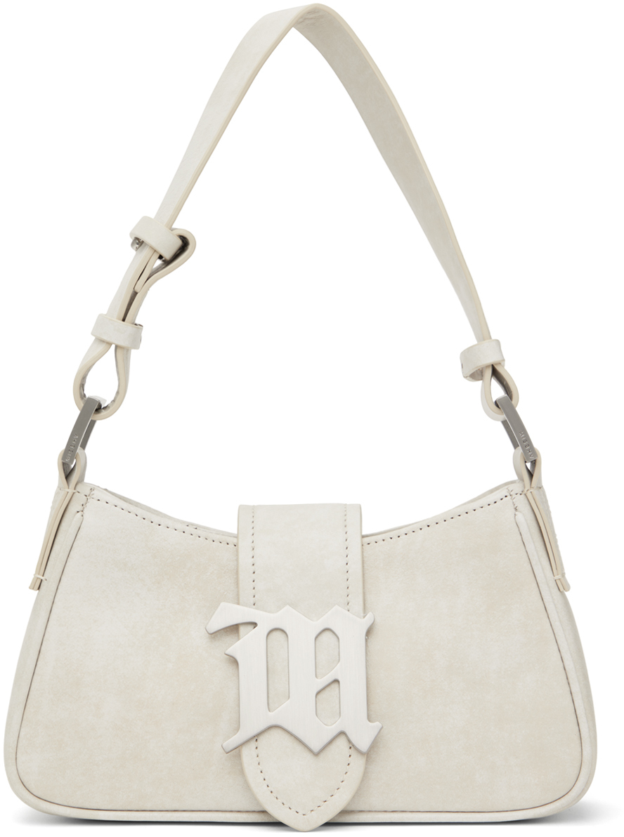 Shop Misbhv Off-white Small Leather Shoulder Bag In Aged White