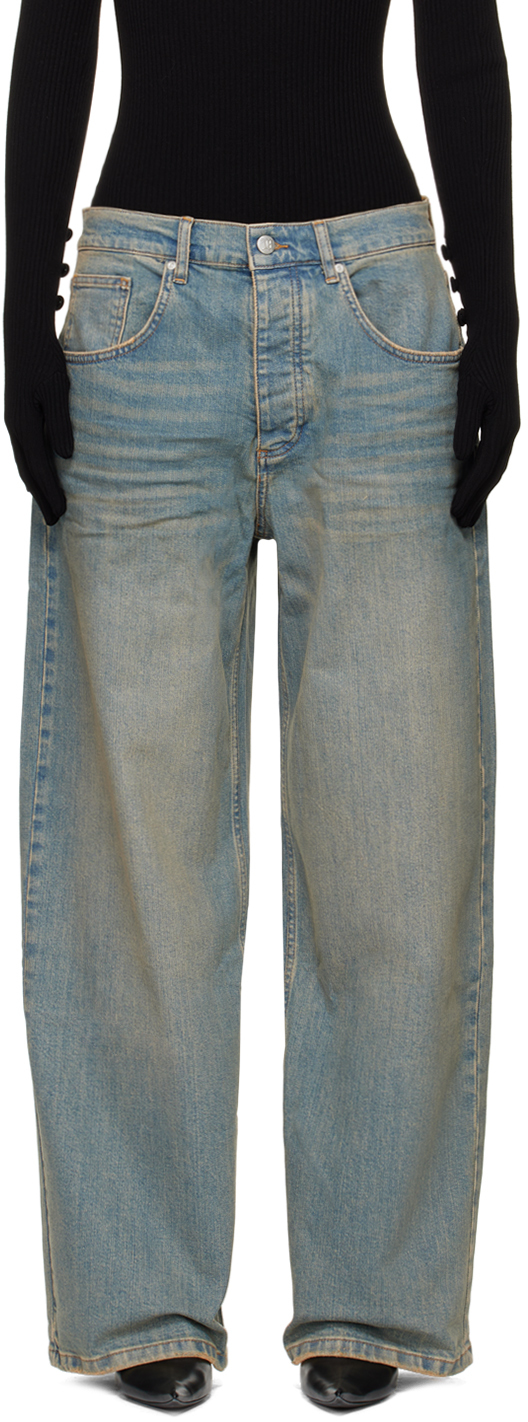 Shop Misbhv Blue Sunset Wash Baggy Jeans