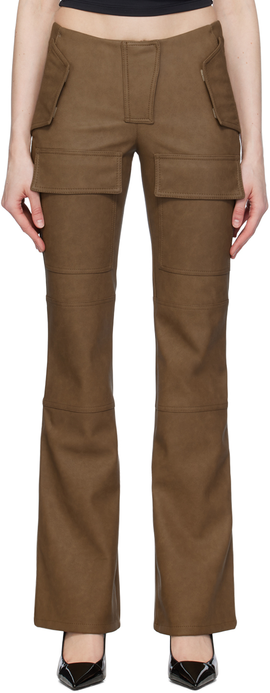Misbhv Brown Moto Faux-leather Trousers