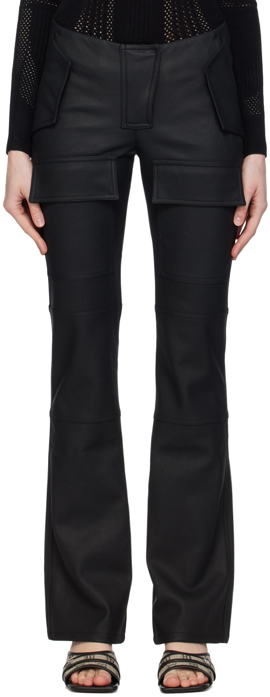 Misbhv Black Moto Faux-leather Trousers In Faded Black