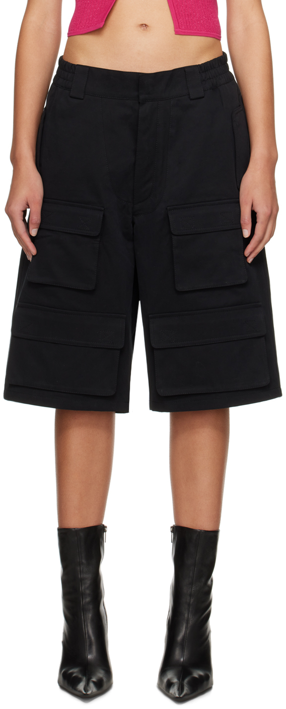 Black Four-Pocket Cargo Shorts