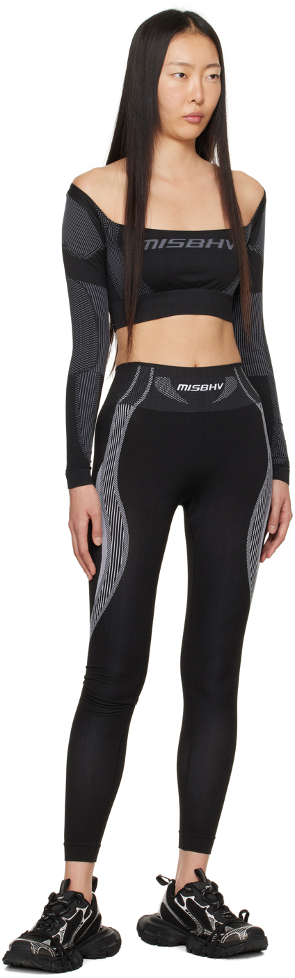 Misbhv Long Sleeved Cropped Sports Top In Muted Black