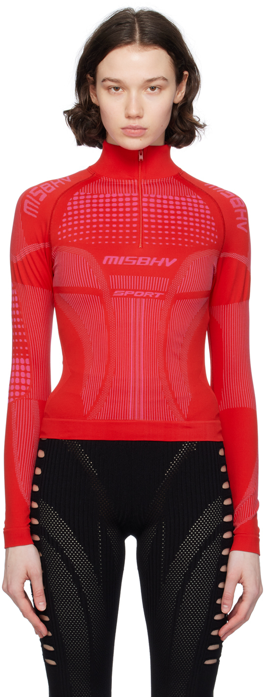 Misbhv Red & Pink Sport Europa Top In Coral Red