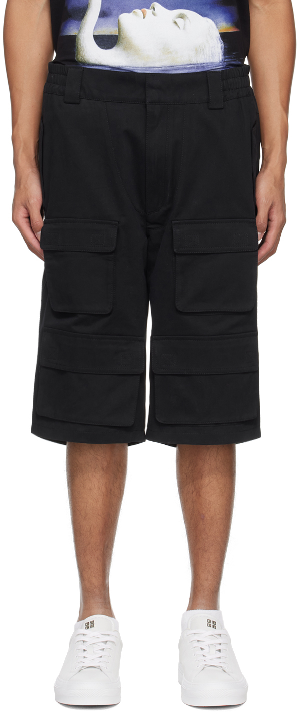 Black Cargo Pocket Shorts