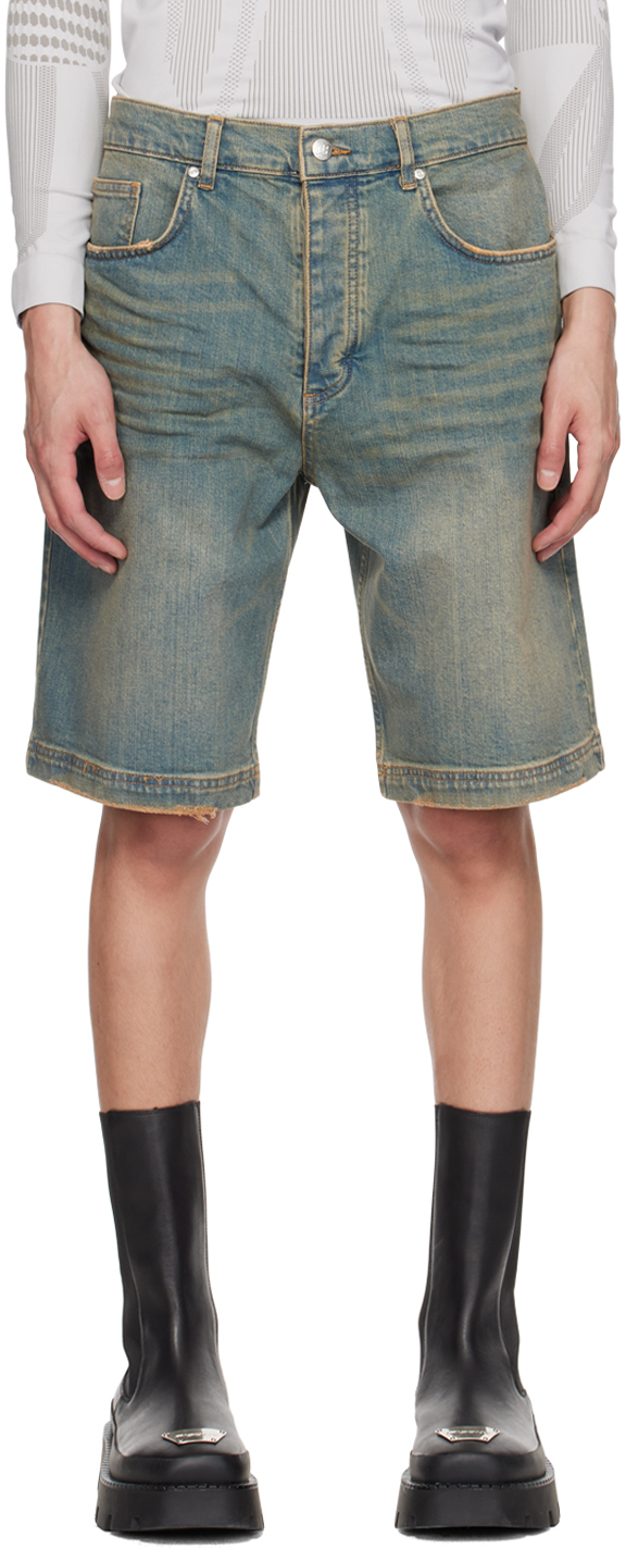 Shop Misbhv Blue Baggy Denim Shorts