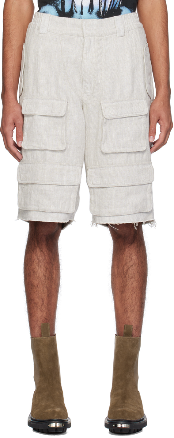 Gray Raw Edge Shorts