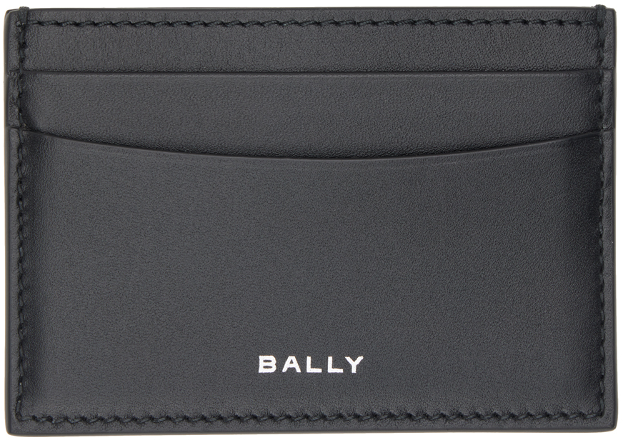 Bally Logo-stamp Leather Cardholder In Black+palladio