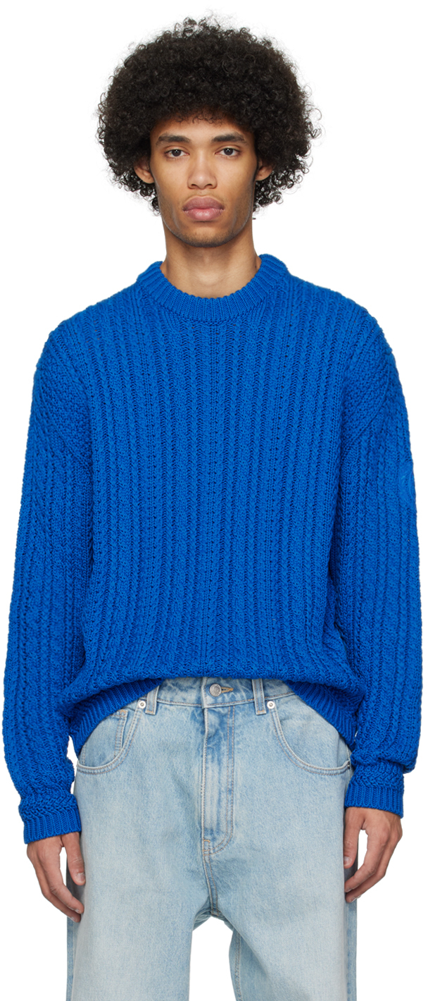 Shop Bally Blue Embroidered Sweater In Baleine 50