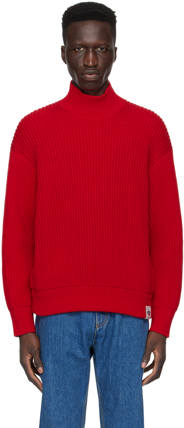 Shop Bally Red Flag Turtleneck In Candy Red 50