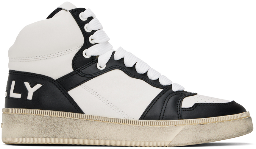 Bally High-top Leather Sneakers In Black/white