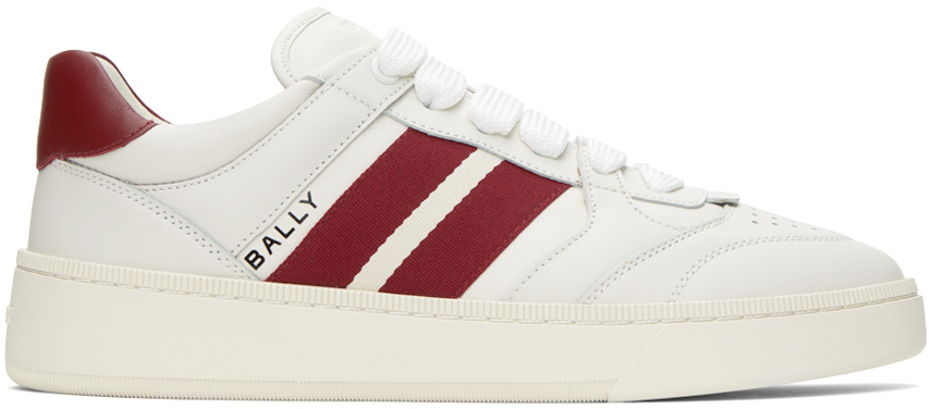 Shop Bally White Rebby Sneakers In White/red