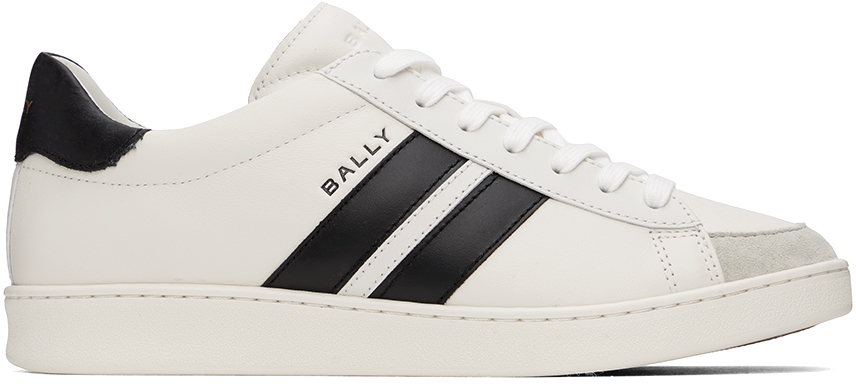 Shop Bally White Tyger Sneakers In White/black