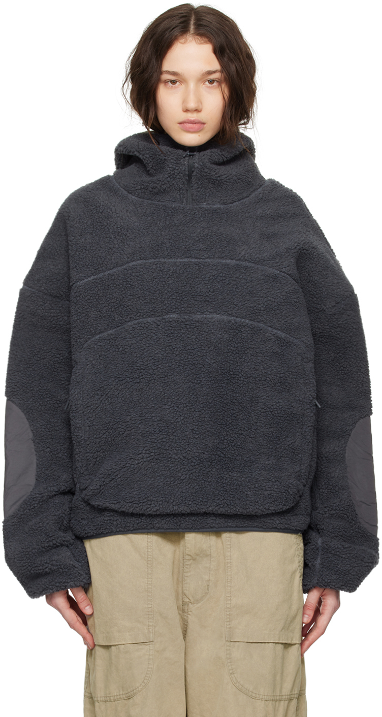 Entire Studios Grey Fluffy V2 Hoodie In Charcoal