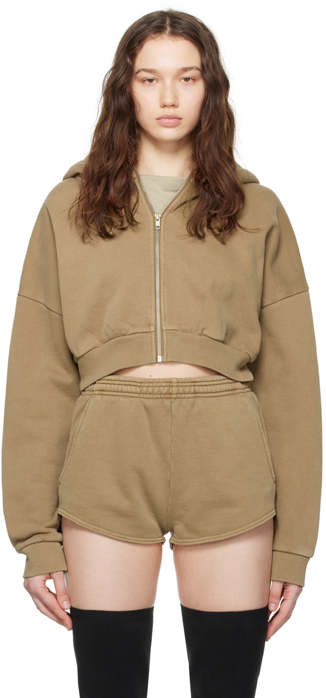 Khaki shop crop hoodie