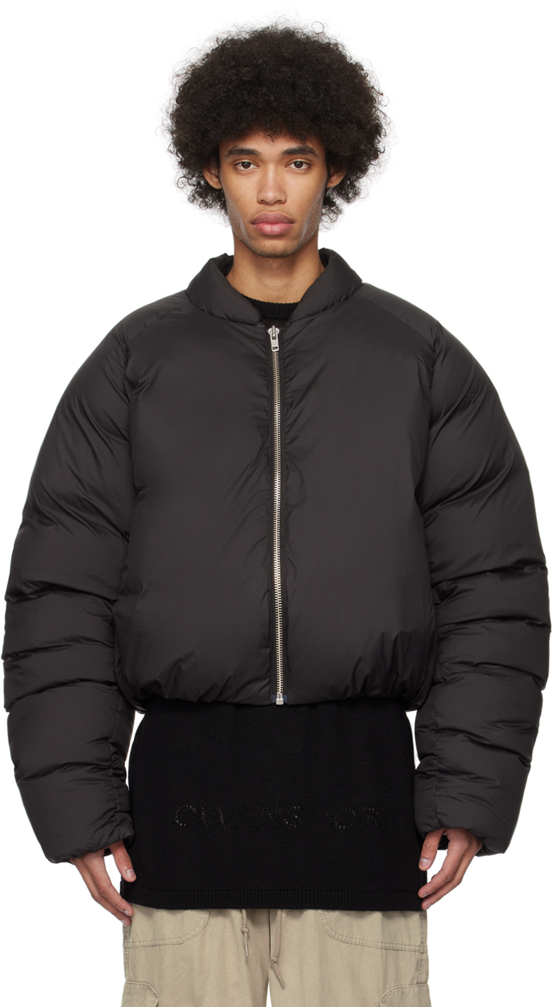 Black Pillow Down Bomber Jacket