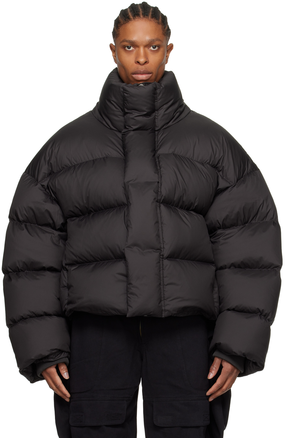 Shop Entire Studios Black Quilted Down Jacket In Pupil
