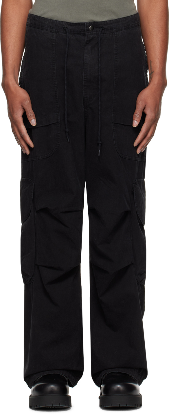 Entire Studios Black Freight Cargo Trousers In Onyx