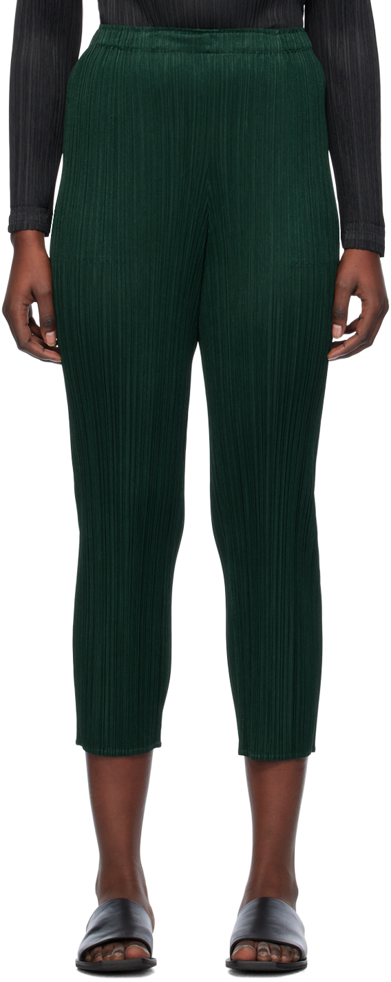 Issey Miyake Green Basics Trousers In 69 Dark Green