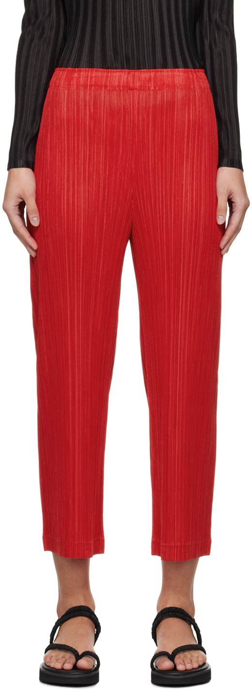 PLEATS PLEASE ISSEY MIYAKE: Red Thicker Bottoms 1 Trousers