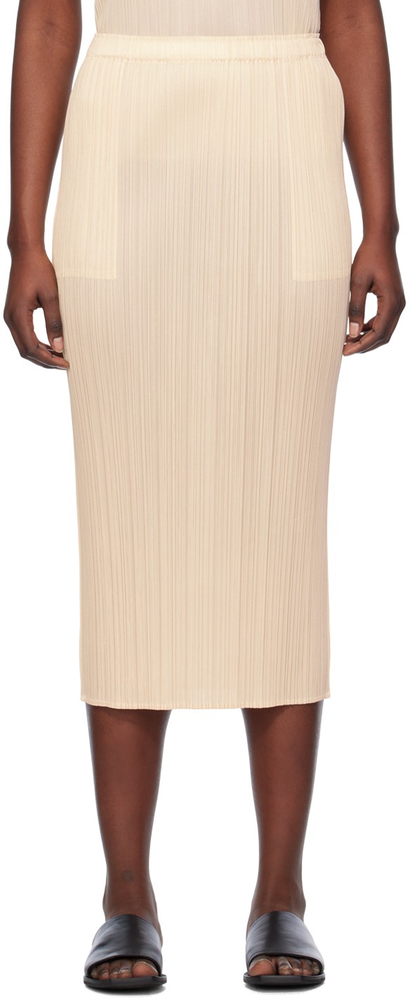 Issey Miyake Beige New Colorful Basics 3 Midi Skirt In 40 Light Beige
