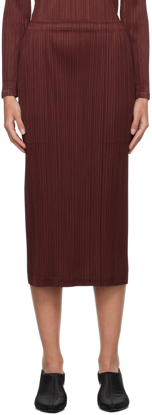 Shop Issey Miyake Burgundy Monthly Colors October Maxi Skirt In 44 Brown