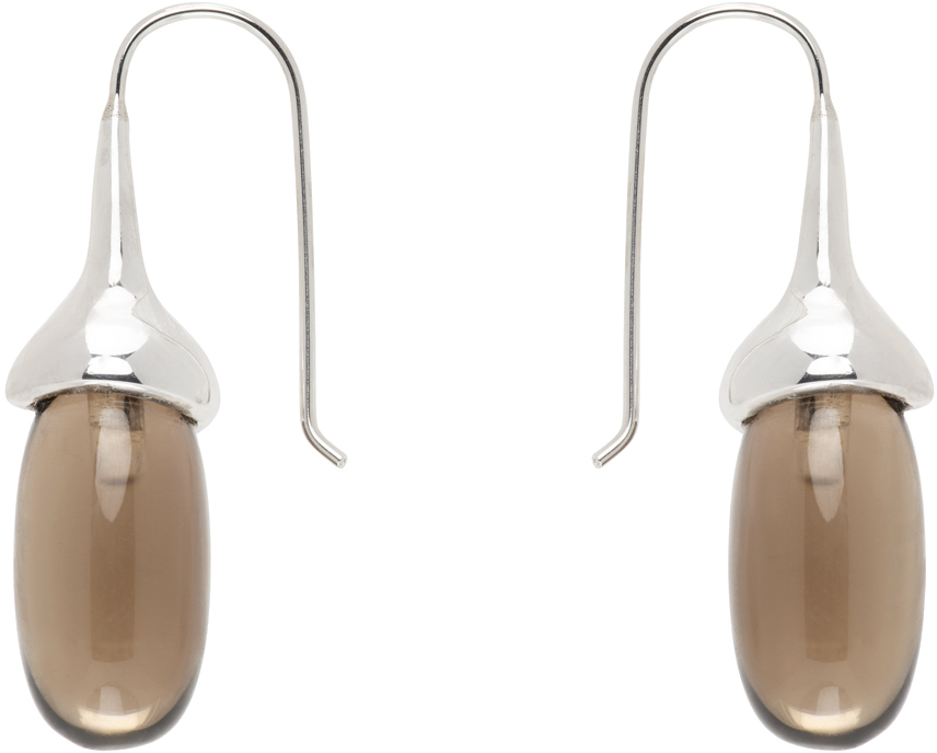Sophie Buhai Silver & Brown Dripping Stone Earrings In Metallic