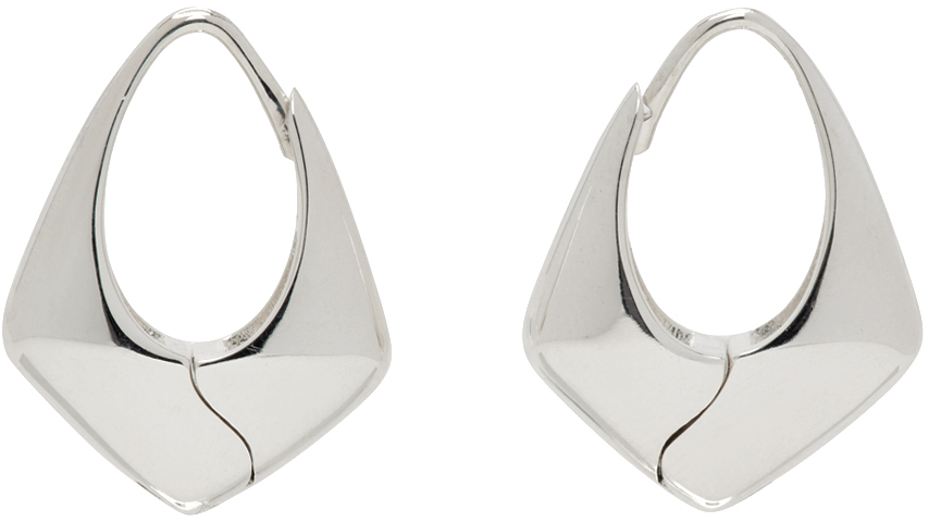 Silver Pyramid Hoop Earrings
