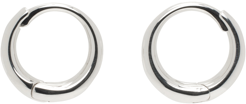 Silver Medium Nouveau Hoop Earrings
